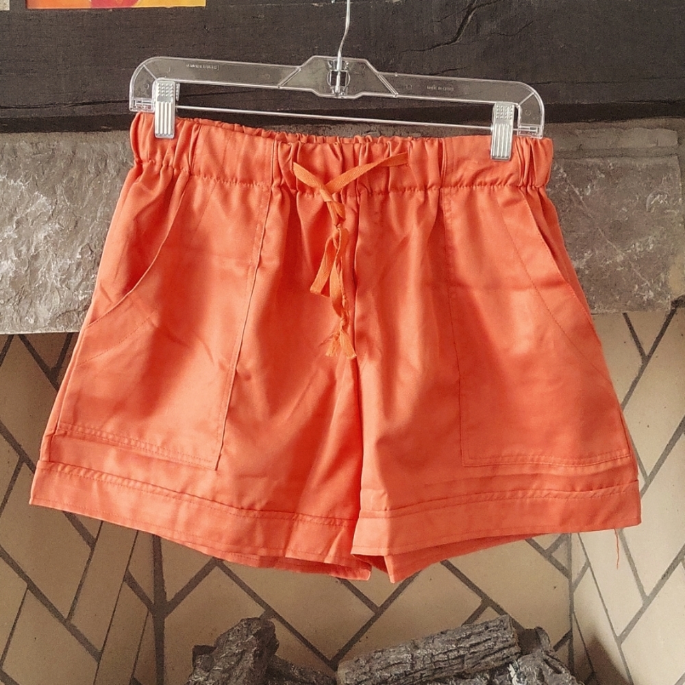 Adorable Orange Elastic Draw Waist Short